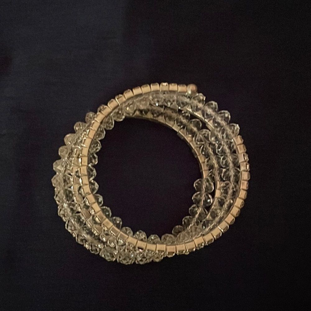 Silver and CZ stretchy bangle